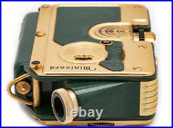 (24) GOERZ Minicord Gold plated withgreen leather, case, beautiful, serviced