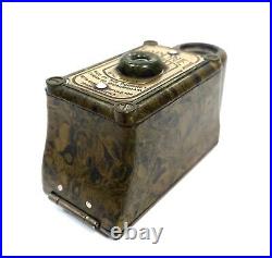 Antique Coronet Midget Miniature 16MM Spy Camera / Marble Green Bakelite & Film