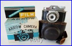 Arrow Toy Camera in Leather Case with Film Vintage Original Old 1950s NOS Unused