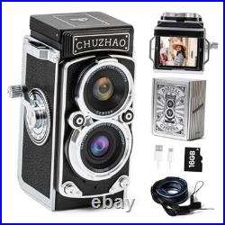 CHUZHAO Mini Vintage Digital Camera, Portable TLR Point and Shoot Retro Camera