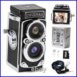 CHUZHAO Mini Vintage Digital Camera, Portable TLR Point and Shoot Retro Camera