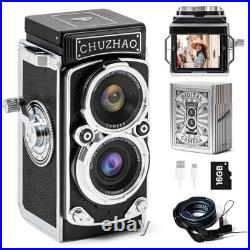 CHUZHAO Mini Vintage Digital Camera, Portable TLR Point and Shoot Retro Camera