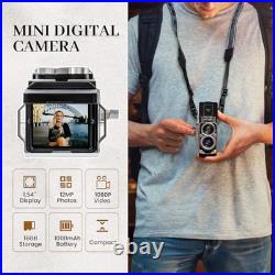 CHUZHAO Mini Vintage Digital Camera, Portable TLR Point and Shoot Retro Camera