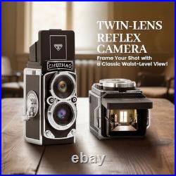 CHUZHAO Mini Vintage Digital Camera, Portable TLR Point and Shoot Retro Camera