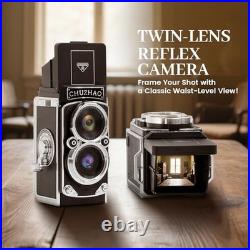 CHUZHAO Mini Vintage Digital Camera, Portable TLR Point and Shoot Retro Camera