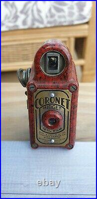 Coronet Midget Bakelite Subminiature Camera Red/Black. No damage