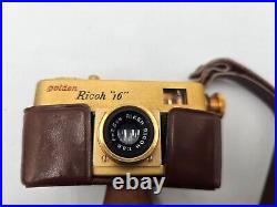 Golden Ricoh 16 Vintage Spy Film Camera 16mm Subminiature with original cases