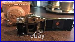 HIT Vintage Subminiature Spy Film Camera Japan Made Gold Color With Leather Case