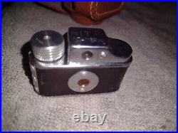 Hit Miniature Camera With Brown Leather Case Japan Vintage Mini