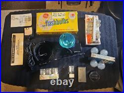 Lot of Vintage Camera Accessories Flash guns Flash bulbs Shoulder Strap