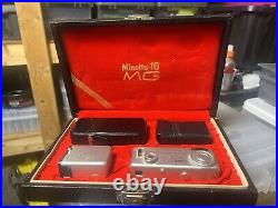 Minolta 16MG-S Miniature Spy Film Vintage Camera withFlash, Case, Manual, Accessories Minolta 16MG-S Miniature Spy Film Vintage Camera withFlash, Case, Manual, Accessories