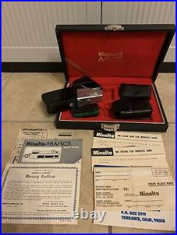 Minolta-16 MG 1970 Sub-Miniature Spy Camera With Case, Vintage, Complete, NICE