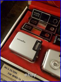 Minolta 16 MG-S Spy Camera Set Filters Flashgun Close Up Lenses Vintage RARE