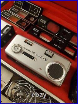 Minolta 16 MG-S Spy Camera Set Filters Flashgun Close Up Lenses Vintage RARE