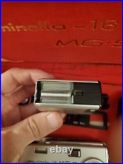Minolta 16 MG-S Spy Camera Set Filters Flashgun Close Up Lenses Vintage RARE
