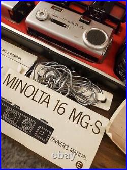 Minolta 16 MG-S Spy Camera Set Filters Flashgun Close Up Lenses Vintage RARE