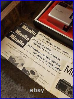Minolta 16 MG-S Spy Camera Set Filters Flashgun Close Up Lenses Vintage RARE