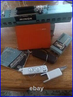 Minox B Camera + Books Developing Tank, Loupe, Flash, Tripod, Case, Film
