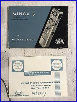Minox B Camera & flash adapter developing tank Owners Manual
