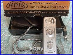 Minox B Vtg German Spy Camera With Box, Case, Leather Case & Chain 841823