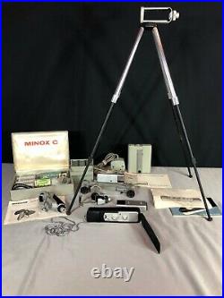 Minox C Spy Subminiature Camera with Stand Flash Mounts Case Timer Manual Film