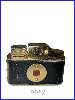 Rare HIT Vintage Subminiature Spy Film Camera Black & Gold Leather Sleeve Japan