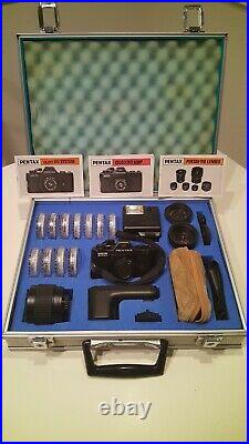 Rare Pentax Auto 110 Super Complete System Outfit In Al. Case Works