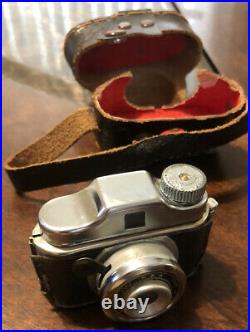 Rare Vintage'Arrow' Mini Spy Camera, ORIGINAL Leather Case, Antique, 1950s