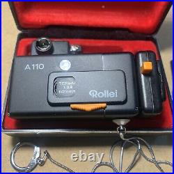 Rollei A 110 VINTAGE Subminiature Spy Film Camera Kit (BLACK) With Case, NICE