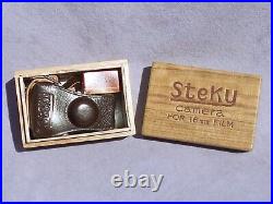 STECKY Subminiature MINI SPY CAMERA Vintage with 16MM Film+Orig Box & Leather Case
