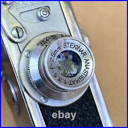 Steky Model III Vintage Subminiature Film Camera With Anastigmat 25mm 3.5 & Case