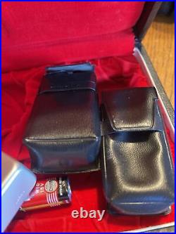 VINTAGE Gold MINOLTA-16 MG CAMERA With FLASH, LEATHER CASES and BOX