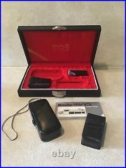 VINTAGE MINOLTA-16 MG CAMERA With FLASH, LEATHER CASES and BOX with Owner's Manual
