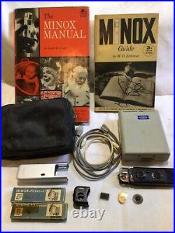 VINTAGE Minox ME1 + Black Minox Camera + 2 Minox books for parts/untested