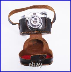 VTG Crown Hit Type Mini Spy Camera Silver Tone With Leather Case Made In Japan