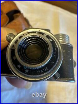 VTG Crown Hit Type Mini Spy Camera Silver Tone With Leather Case Made In Japan