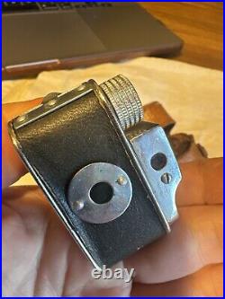 VTG Crown Hit Type Mini Spy Camera Silver Tone With Leather Case Made In Japan