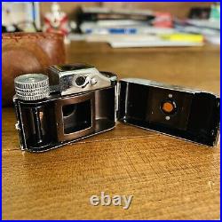 Vintage 1950 Arrow Miniature Spy Camera With Brown Leather Case Made In Japan