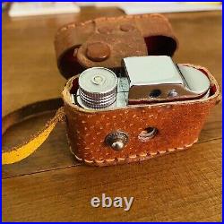 Vintage 1950 Arrow Miniature Spy Camera With Brown Leather Case Made In Japan