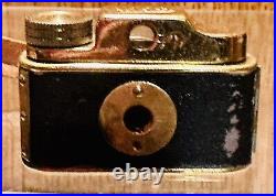 Vintage 1950's HIT Miniature Spy Camera brass with Leather Case Japan w. Film