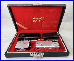 Vintage 1960's Minolta 16 MG Miniature Spy Film Camera withFlash & Case Japan