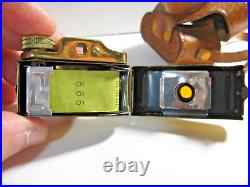 Vintage 1960s HIT Camera, Subminiature Analog Camera, Gold Brass w Leather Case