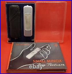 Vintage 1960s Minox-B Subminiature Camera with Leather Case Chain Box Book Germany