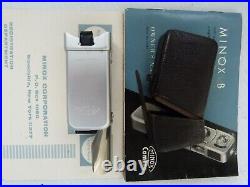 Vintage 1967 MINOX B Miniature Spy Camera with Chain, Case, Manual, Bulb Flash. READ