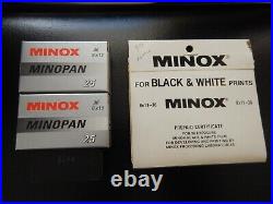 Vintage 1967 Minox B Subminiature Spy Camera with model B flashgun, film, literatu