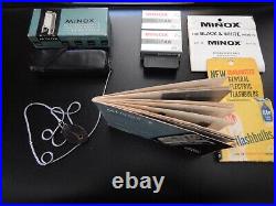 Vintage 1967 Minox B Subminiature Spy Camera with model B flashgun, film, literatu