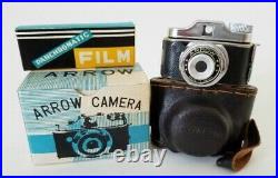 Vintage ARROW TOY SPY SUBMINIATURE CAMERA w Six Rolls Film & Leather Case 1950s