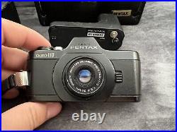 Vintage Asahi Pentax Auto 110 Camera With 4 Lenses Flash Winder UNTESTED
