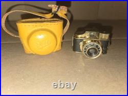 Vintage CMC Mini Camera! Gold And black RARE! Tan Case