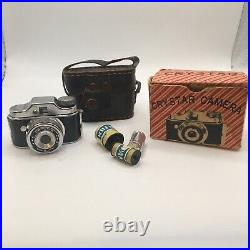 Vintage CRYSTAR CAMERA Mini Spy Camera with Original Leather Case 1960s 3roll Fi